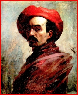 Autorretrato con sombrero rojo, Cristóbal Rojas, año 1887.