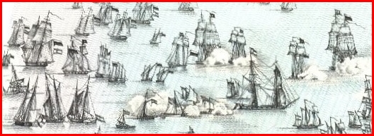 Batalla Naval del Lago de Maracaibo 24 de julio de 1823, detalle del Billete conmemorativo de 20 Bolivares de Octubre de 1987
